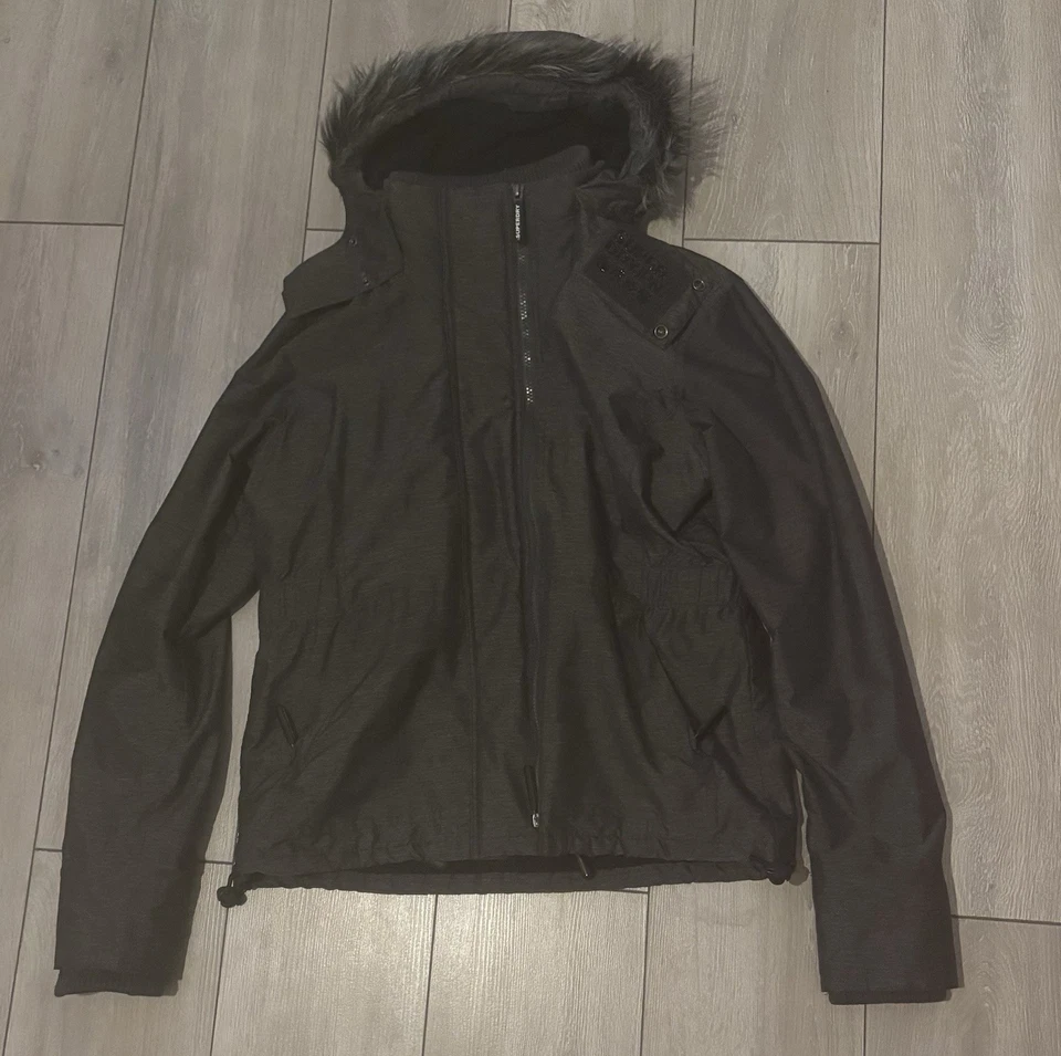 Superdry Wind Attacker Jacket L Black Fur Hood Wool Lined Multi-Zip Engineered - Image 1 of 4