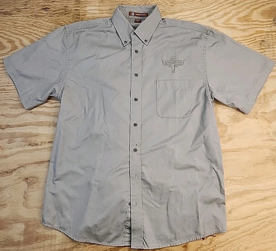 Camisa Team Longhorn Resturant Logo Marrón Manga Corta Con Botones Para Hombre XL Foto 1 de 4