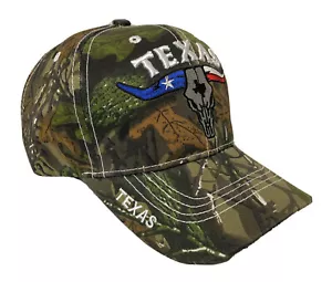CAPPELLO CAMO FOGLIE BIANCHE TXAS BANDIERA STATO CORNA LUNGHE CRANIO CORNA LUNGHE CAPPELLO OS - Foto 1 di 4