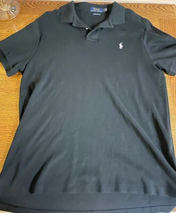 Preowned Men’s Polo Ralph Lauren Black Cotton Short Slv Shirt Sz L - Picture 1 of 8