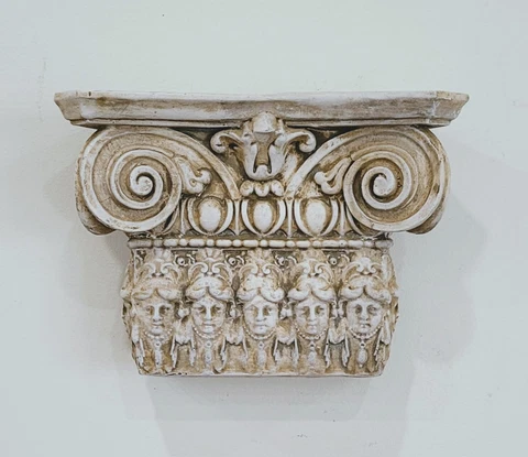 Large Vintage 12" Ionic Greek Muse Shelf Bracket Sconce Antique Sandstone Color Cover