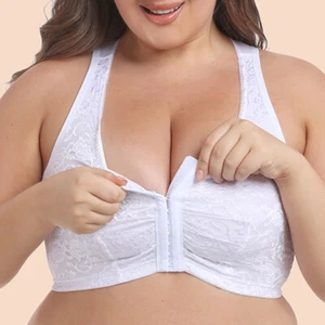 Front Closure Ladies Bras Lace Wire-free Brassiere Large Size Miss Sexy Lingerie - Picture 1 of 12