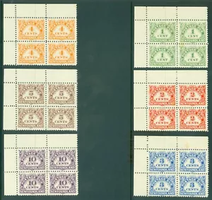 SG D1-6 Neufundland 1939-49. 1c-10c perf 10. Porto fällig 6er Set. In Blöcken... - Bild 1 von 1