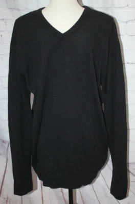 St. John's Bay Men's All Black Knit V Neck Long Sleeve Sweater Size Large Tall - Image 1 of 3