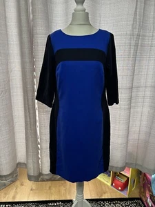BODEN Royal Blue Wool Blend 3/4 Sleeve Shift Dress UK 10 Smart Wookwear - Picture 1 of 11