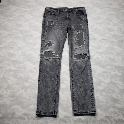 Pantalones de mezclilla American Eagle para hombre 32x32 negros desgastados ajustados elásticos de siguiente nivel Foto 1 de 4