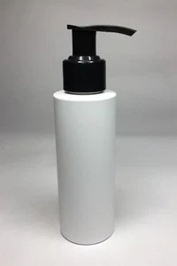 Empty 200ml PET Plastic White Cylindrical Bottle & Black Lotion Pump ANY AMOUNT - Picture 1 of 1