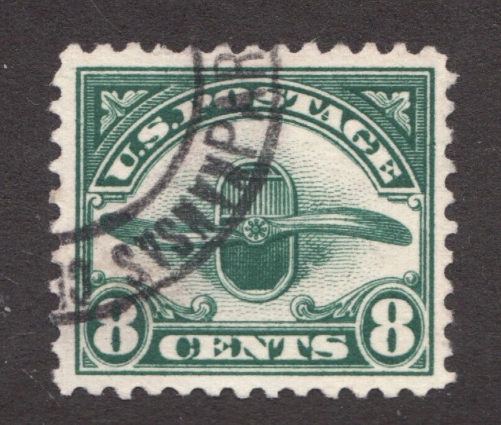 1923 United States Sc# C4 airmail - 8¢ centered, Kansas cancel - Used Cv$15 - Image 1 of 1