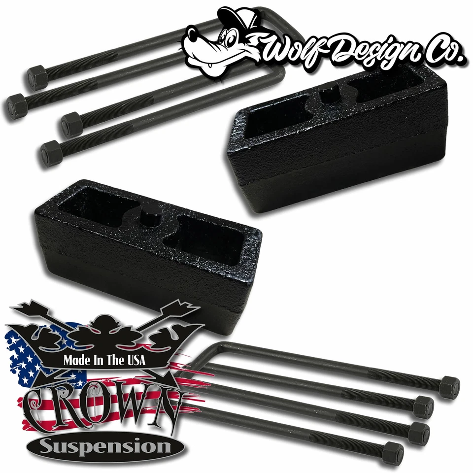 Suspensión Crown 2000-2017 Toyota Tundra acero trasero 2" bloques de elevación cuadrados UBolts Foto 1 de 3