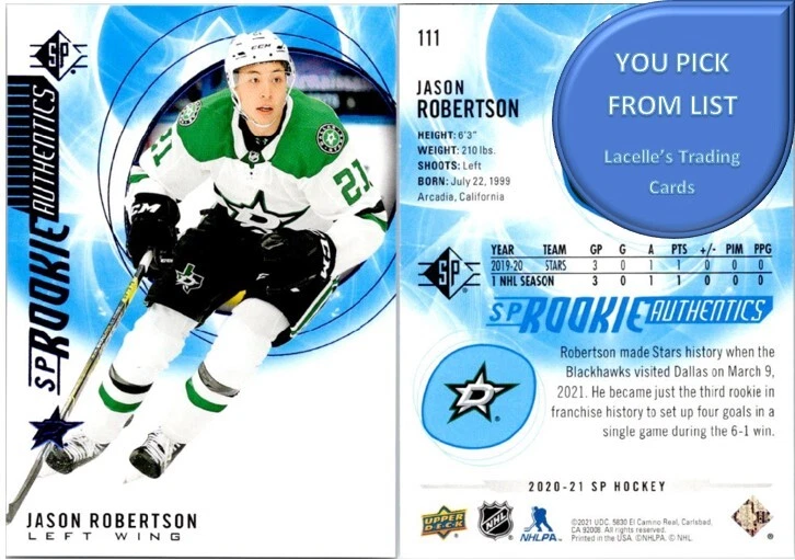 2020-21 Upper Deck SP Hockey NHL Cards ROOKIE AUTHENTICS - U-Pick From List - Image 1 of 1