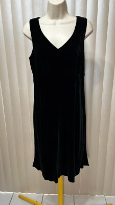 Laura Ashley Sleeveless Velvet Dress Size 8 Knee Length V Neck Cocktail Black - Image 1 of 4