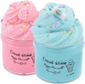 HUNDUN 2 Pack Cloud Slime Blue and Pink Supplies Stress Relief Toy Scented DIY P - Picture 1 of 12