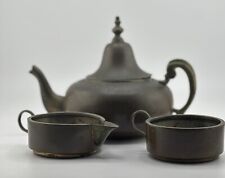 Antique Copper & Brass. Teapot  Bell Lid Creamer Cups (2).