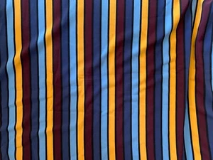 3 Yards of Yellow, Maroon, Blue Striped Fall Fabric Polyester - Picture 1 of 2