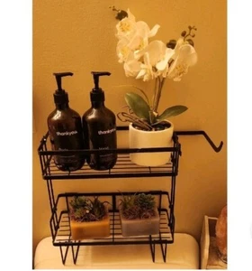 New In Box Black Double-Layer Toilet Rack Organizer Shelf Bathroom Space Saver - Picture 1 of 10