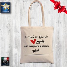 shopper borsa cotone MAESTRA NIDO MATERNA SCUOLA natale idea regalo fine anno