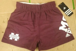 Adidas Mississippi State Bulldogs burgundy kids unisex shorts size S 7-8 New - Picture 1 of 6