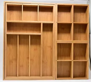 Seville Classics Bamboo 3-Piece Expandable Drawer Organizer Set - Picture 1 of 5