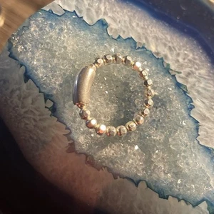 Silpada IT Sterling Silver Pebbled Dot Style Band Beats Stretch Ring Size 6.75 - Picture 1 of 6