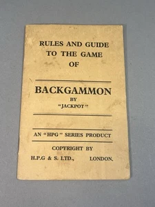 Vintage HPG Jackpot Backgammon Rules & Guide to the Game Manual, London - Picture 1 of 6