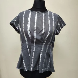 Bitte Kai Rand grey silver Short Sleeve Peplum Top size UK 12 metallic Danish - Picture 1 of 20