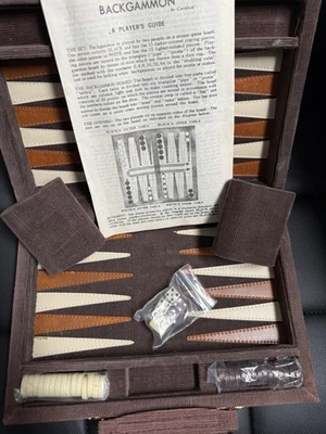 Vintage Backgammon Set in Corduroy Travel Folding Case Complete In Plastic ￼ - Image 1 of 4