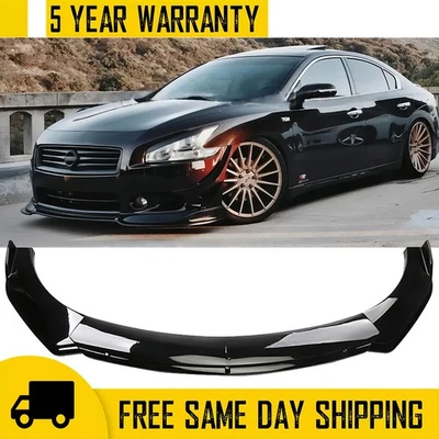 前保险杠唇锅车身套件光泽黑色适用于日产 Maxima 2000 - 2023 汽车 — 第 1/4 张图片