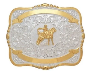 Crumrine Western Belt Buckle Boys Calf Roper Bead Edge 4 x 5 Gold 384A - Picture 1 of 1