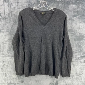 Charter Club Mens Cashmere V Neck Sweater Sz M Gray Luxury Classic Pullover - Picture 1 of 13
