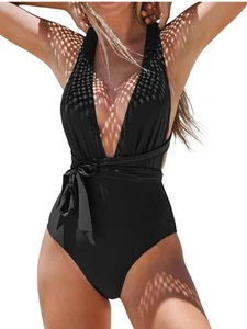 CUPSHE Women's One Piece Swimsuit Sexy Deep V Neck Bathing Suit  L - Picture 1 of 5