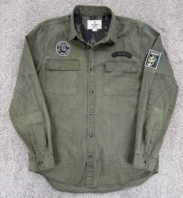 Camisa excedente de algodón para hombre L verde militar nacido 2 emoción Cali calavera tribu Foto 1 de 4