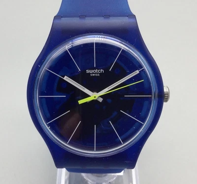 Swatch Blue Sirup Watch Men 41mm SUON142 Swiss Made in Box New Battery - Image 1 of 4