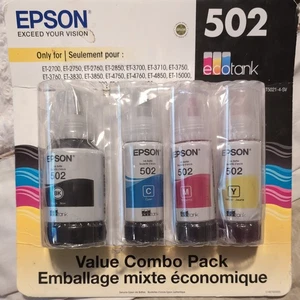 Epson 502 EcoTank Ink Refill Bottles Combo Pack | Bk/C/M/Y Exp. 4/2027 Sealed - Picture 1 of 2