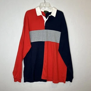 Vtg J Crew XL Tall XLT Rugby Polo Jersey Shirt Men Color Block 80s 90s - Picture 1 of 4