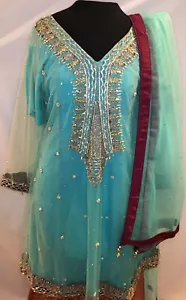 Designer indisch pakistanisch muslimisch Salwar Kameez Shalwar Anzug Kleid DAMEN 8/10 - Bild 1 von 11