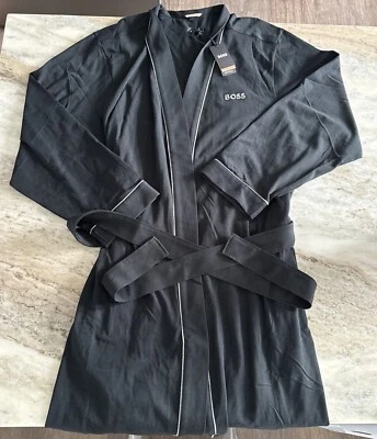 NWT Hugo Boss Bodywear Men's Logo Kimono BM Black Robe Size XXL - Image 1 of 4