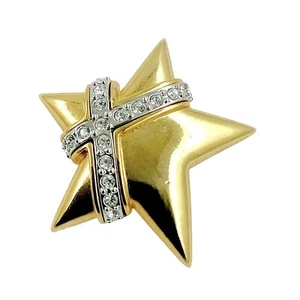 Joan Rivers Brooch Star Pin 1.75in Classic Collection Gold Plated Clear Crystals - Picture 1 of 12