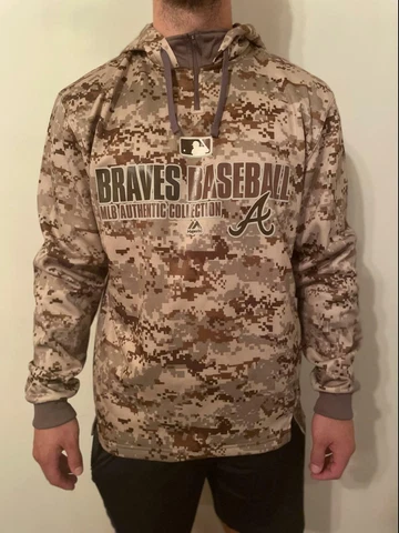 Atlanta Braves Majestic Authentic Collection Digital Camo Military Hoodie Cover