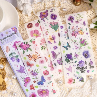 6 Sheets Scrapbooking Flower Stickers Decoration Sticker Journal Diary DIY Craft - image 1 of 4