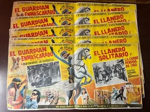 VTG Mexican THE LONE RANGER CLAYTON MOORE 5 Lobby Cards Rare Size HTF From 50's - Picture 1 of 19