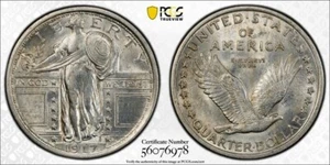 1917 Standing Liberty Quarter 25C PCGS MS62FH Type 1 #6978 - Bild 1 von 5
