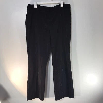 Pantalones de vestir Attention negros brillantes a rayas pierna ancha para mujer talla 14 Foto 1 de 4