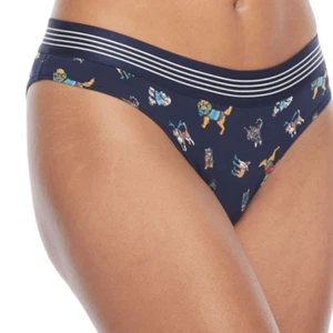 Flirtitude Women's Wide Elastic Cheeky Panties MEDIUM Blue Bayou Holiday Dogs  - Picture 1 of 2