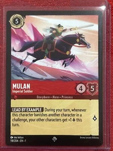 Mulan - Imperial Soldier - Super Rare - NM - Lorcana - 118/204 Pull To Sleeve - Picture 1 of 6