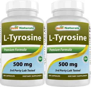 Paquete de 2 cápsulas Best Naturals L-tirosina 500 mg 180 - Imagen 1 de 5