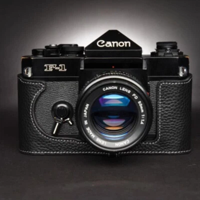 Genuine Leather Half Camera Case Bag Cover Handmade For Canon F-1 Film Camera - Image 1 of 4