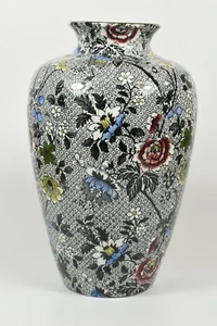 Dean's Burslem Ye Olde Dresden Black Chintz 10" Inch Vase c1900-1910 Art Nouveau - Picture 1 of 5