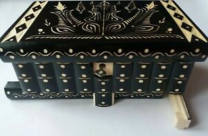 Huge puzzle jewelry magic box black new big wooden case treasure brain teaser