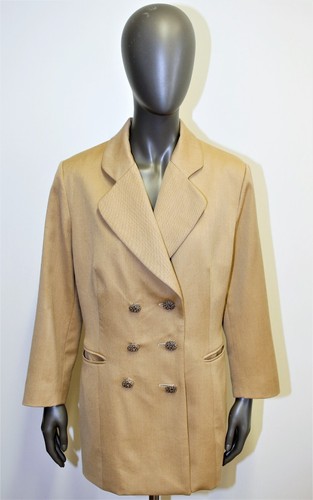 Giacca beige CHRISTIAN DIOR Vintage anni '80 lana tessuta doppio petto 42FR 10US