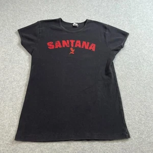 Santana Abraxas Shirt Woman Large Black Fitted Rock Band Tee Angel Fairy 90s Y2K - Picture 1 of 7